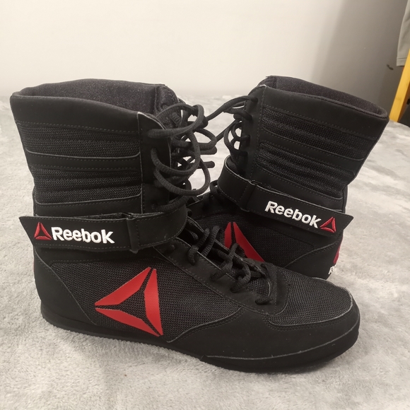 Mens Reebok Boxing Boots Nubuck Black Red  Canelo Mayweather Size 10 main image 8